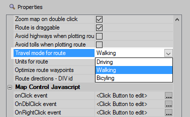 Travel mode property